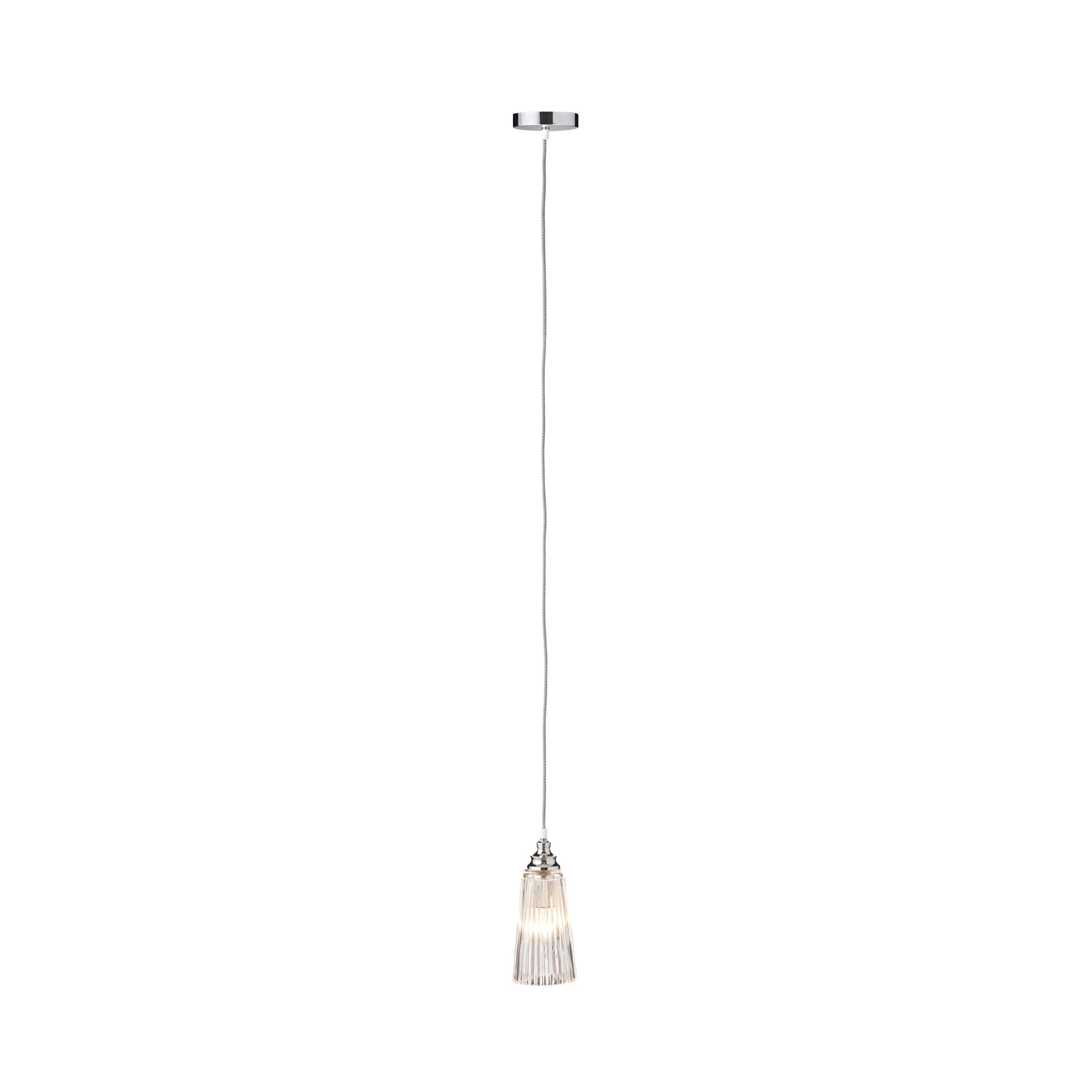 Aragon Ribbed Holophane Clear Glass Pendant