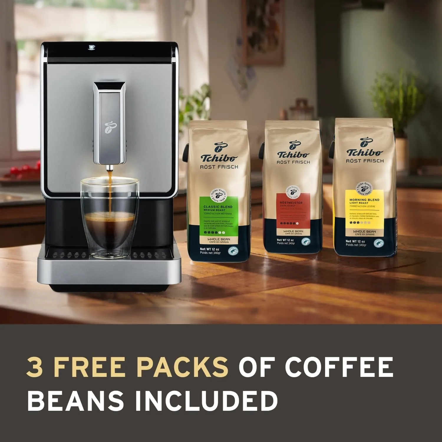 Automatic Espresso & Coffee Machine Bundle with Built-In Grinder, Comes with 3 X 12 Oz. Bags of Whole Bean Coffee, Silver