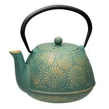 Avanti 1.2l Daisy Teapot Cast Iron Tea Pot W Lid Infuser Teal/gold