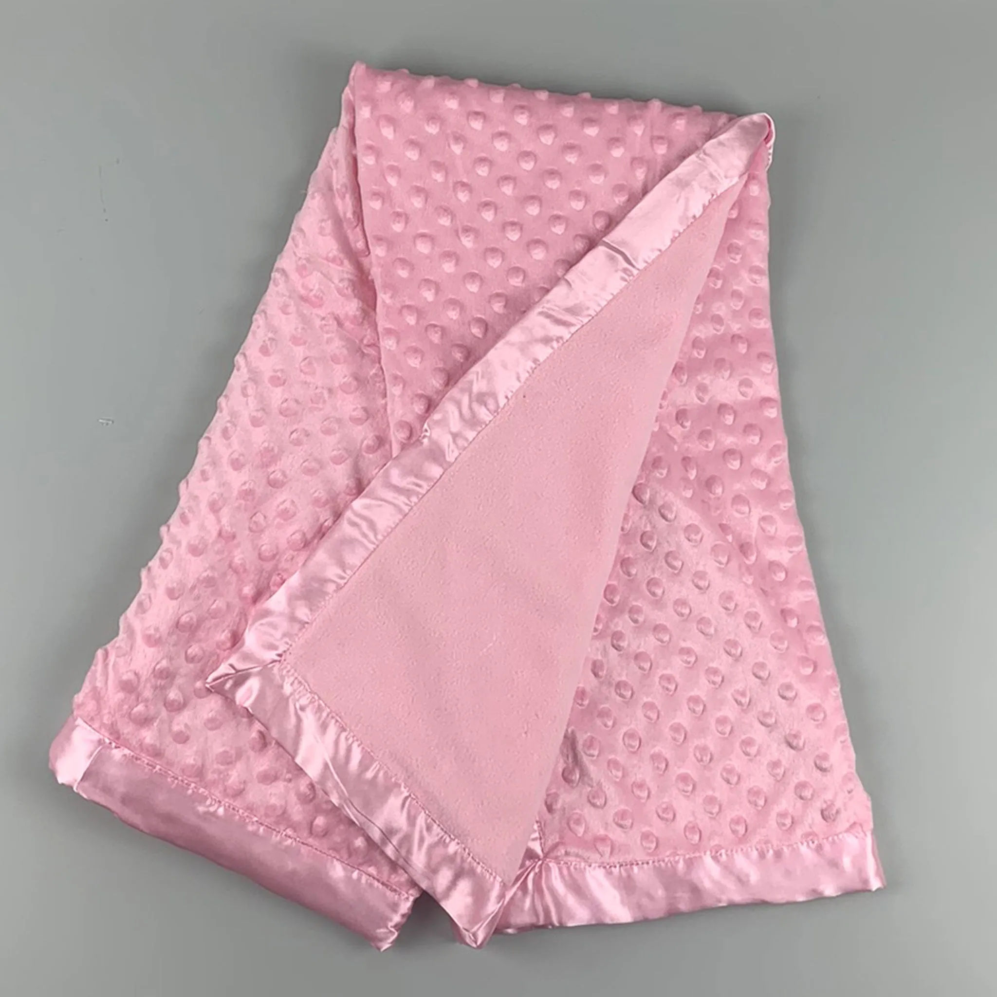 Baby Bubble Blanket with Satin Trim- Pink