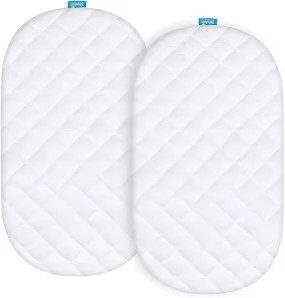 Bassinet Mattress Pad Cover - Fits Fisher-Price Rock with Me Bassinet, 2 Pack, Bamboo, Waterproof