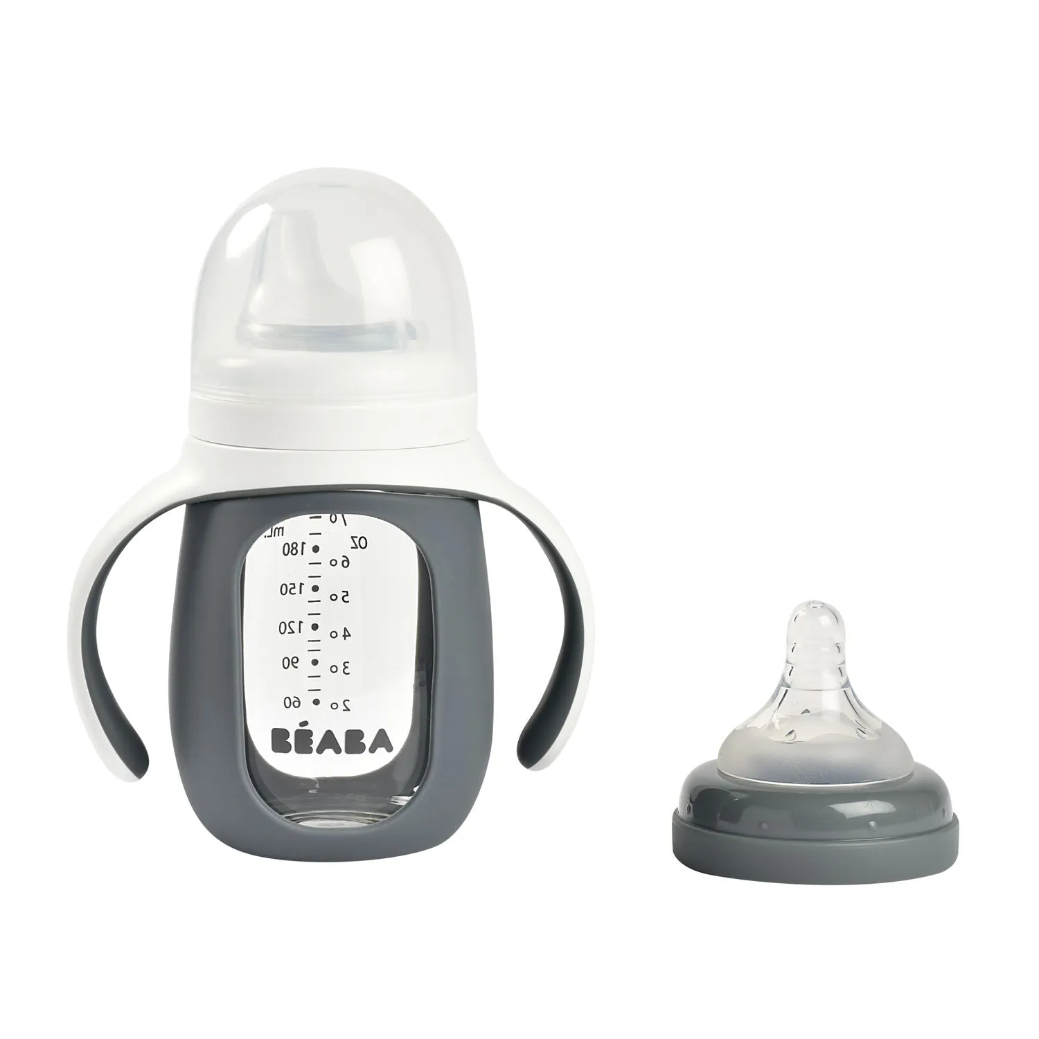 Beaba Glass Baby Bottle - Grey