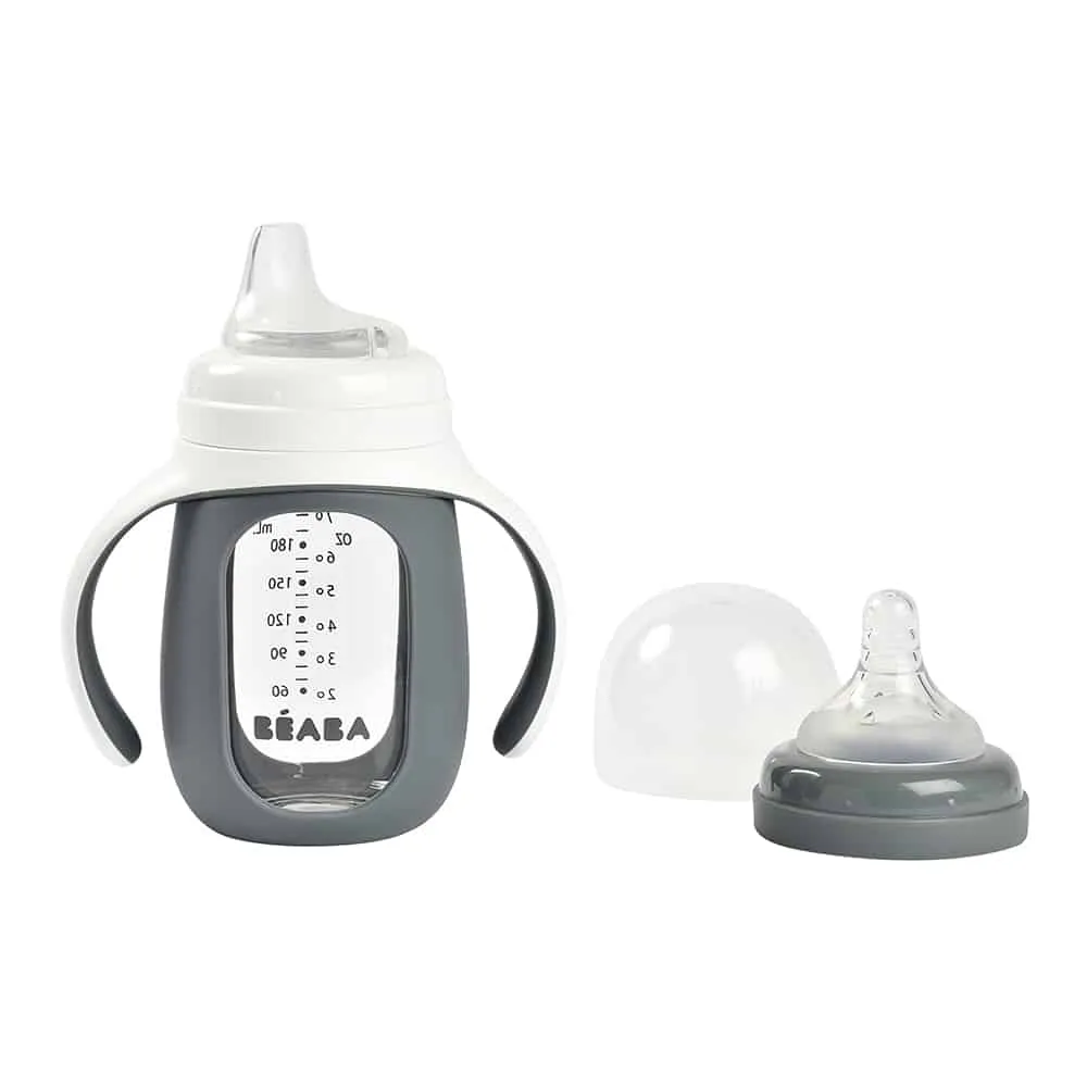 Beaba Glass Baby Bottle - Grey