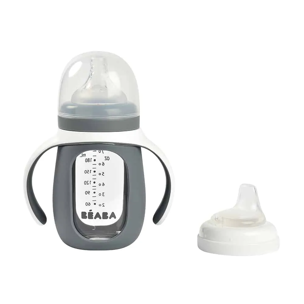 Beaba Glass Baby Bottle - Grey