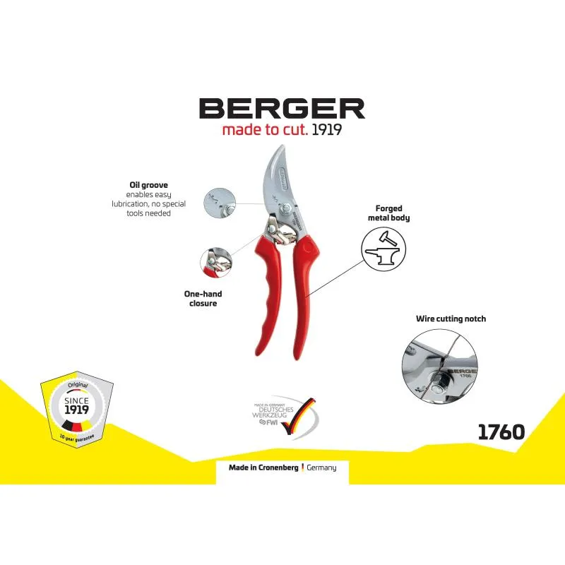 Berger Tools 1760 Straight Cutting Head and Forged Metal Body Hand Shears