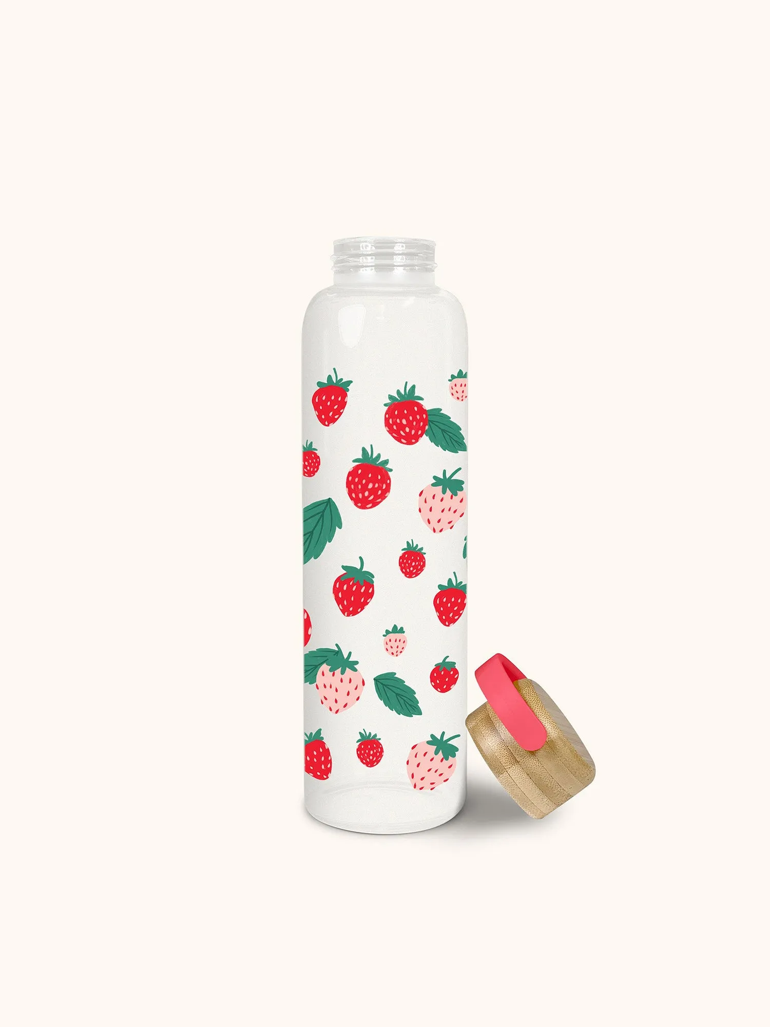 Berry Fresh Glass Water Bottle with Bamboo Lid