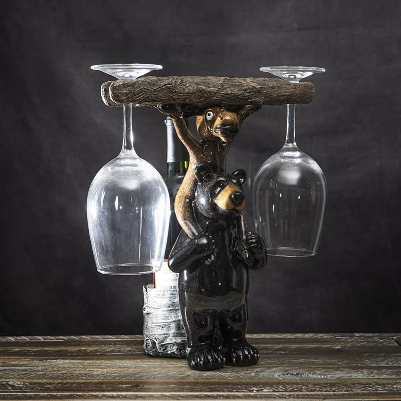 BLACK BEAR AND MOOSE WINE BOTTLE HOLDER C/2