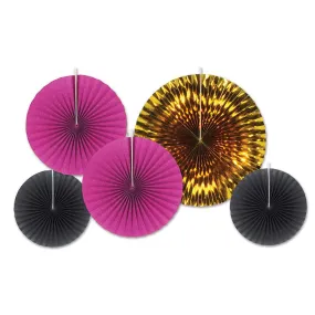 Black, Cerise, Gold Foil Fans