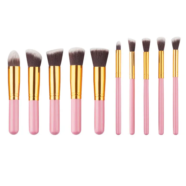 BLUEFRAG Mini 10pcs Makeup Brushes Foundation Blending Blush Make up Brush    1 Water Sponge Cosmetics Puff, Beauty tool Kit Set