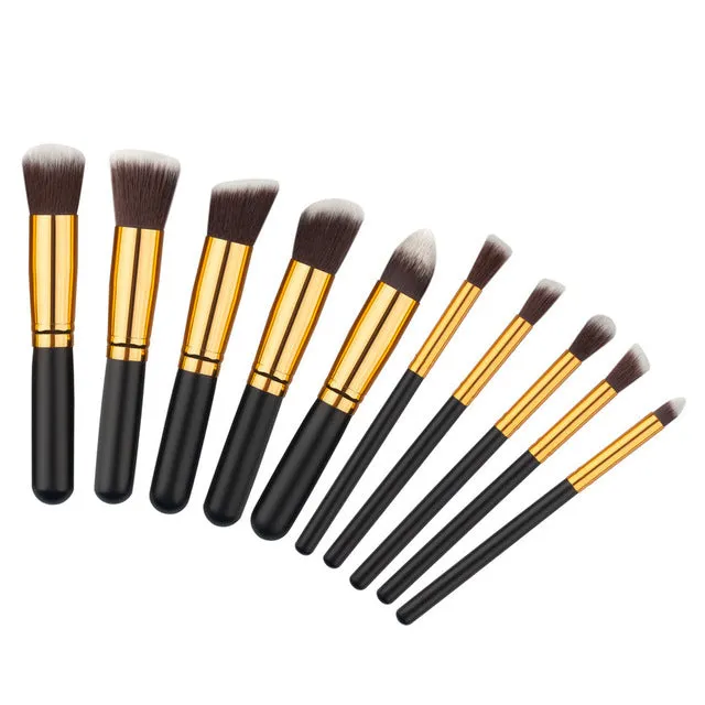 BLUEFRAG Mini 10pcs Makeup Brushes Foundation Blending Blush Make up Brush    1 Water Sponge Cosmetics Puff, Beauty tool Kit Set