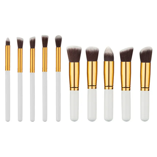 BLUEFRAG Mini 10pcs Makeup Brushes Foundation Blending Blush Make up Brush    1 Water Sponge Cosmetics Puff, Beauty tool Kit Set