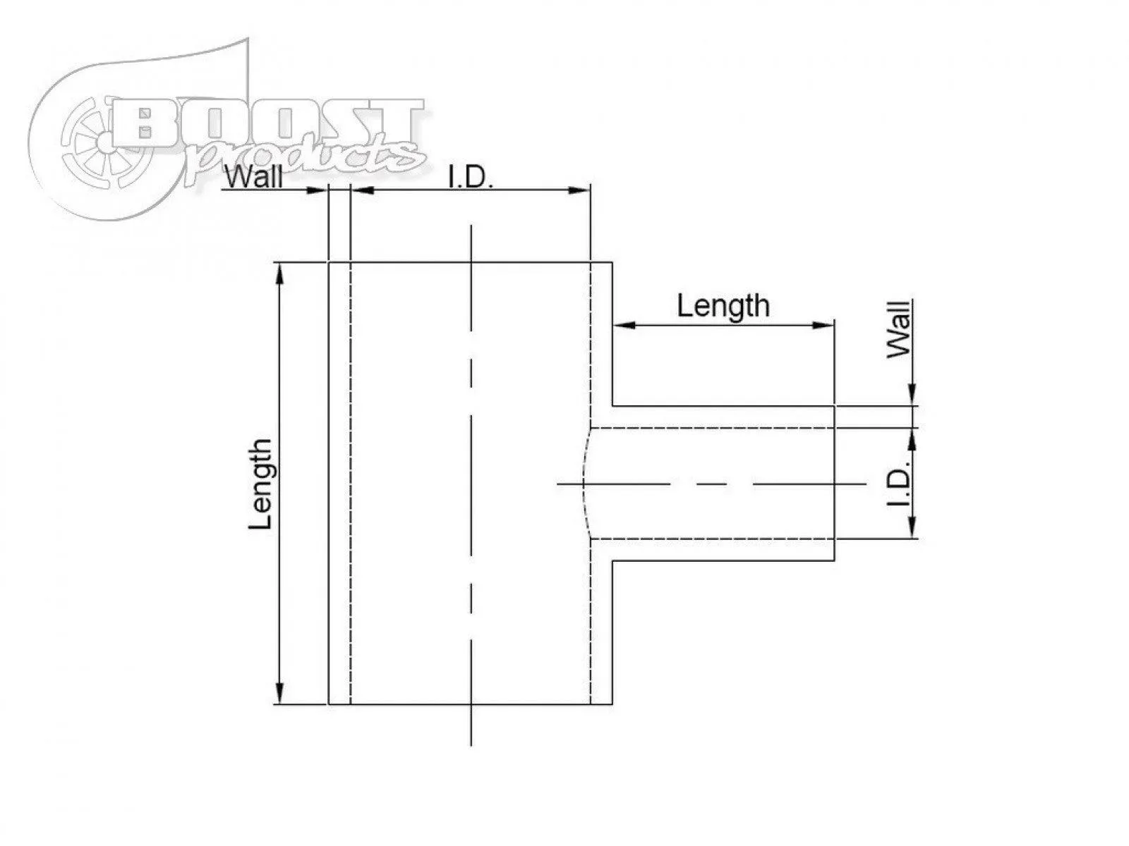 BOOST Products Silicone T-piece Adapter 54mm (2-1/8") ID / 25mm (1") Branch ID / Black