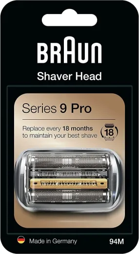 Braun Series 9 Pro Electric Shaver Replacement Head 94M, Compatible with Men's Razor, Silver