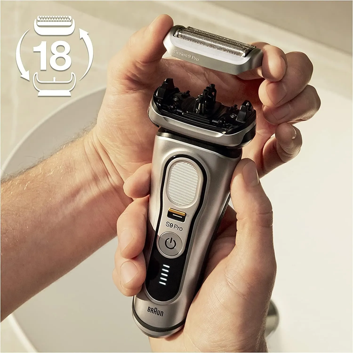 Braun Series 9 Pro Electric Shaver Replacement Head 94M, Compatible with Men's Razor, Silver