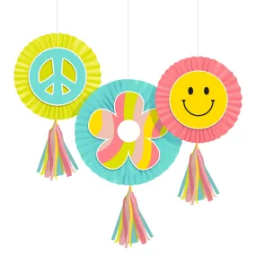 Bulk Flower Power Paper Fans w/ Tassels (Case of 36)