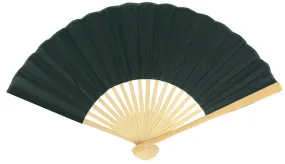 BULK PACK (50) 9" Black Silk Hand Fans for Weddings