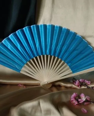 BULK PACK (50) 9" Turquoise Silk Hand Fans for Weddings