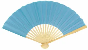 BULK PACK (50) 9" Turquoise Silk Hand Fans for Weddings