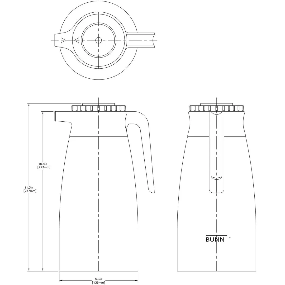 BUNN 64 oz. Thermal Pitcher Coffee Server - Case of 6