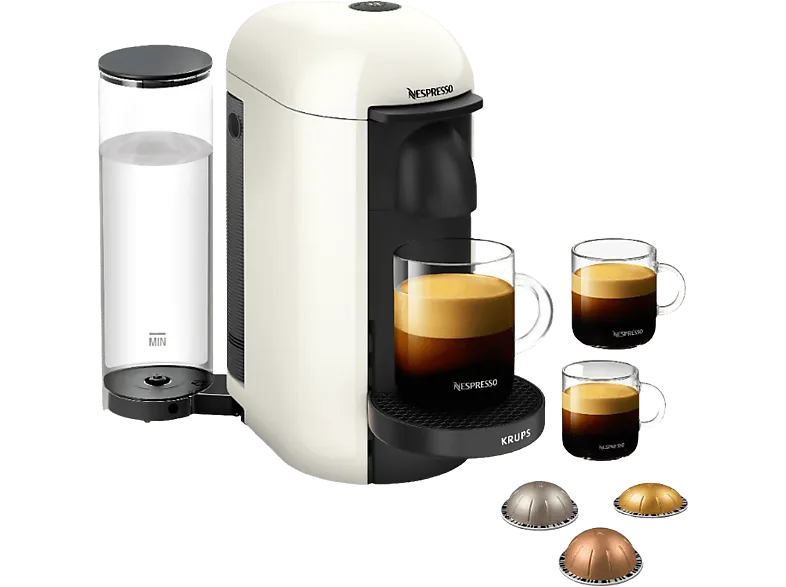 Cafetera de cápsulas - Nespresso® Krups Vertuo Plus XN9031, 1260 W, 1.2 L, 1 taza, Cápsulas monodosis, Apagado automático, Blanco