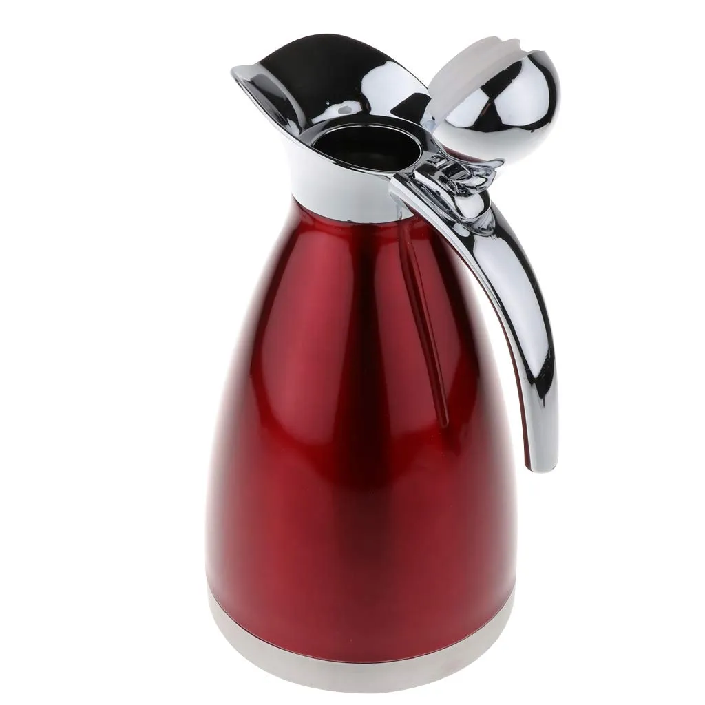 CALANDIS 1.5L Stainless Steel Double Wall Insulated Coffee Carafe Tea Kettle Red