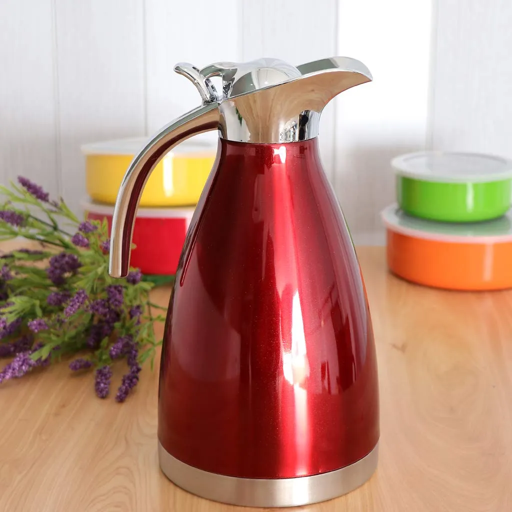 CALANDIS 1.5L Stainless Steel Double Wall Insulated Coffee Carafe Tea Kettle Red