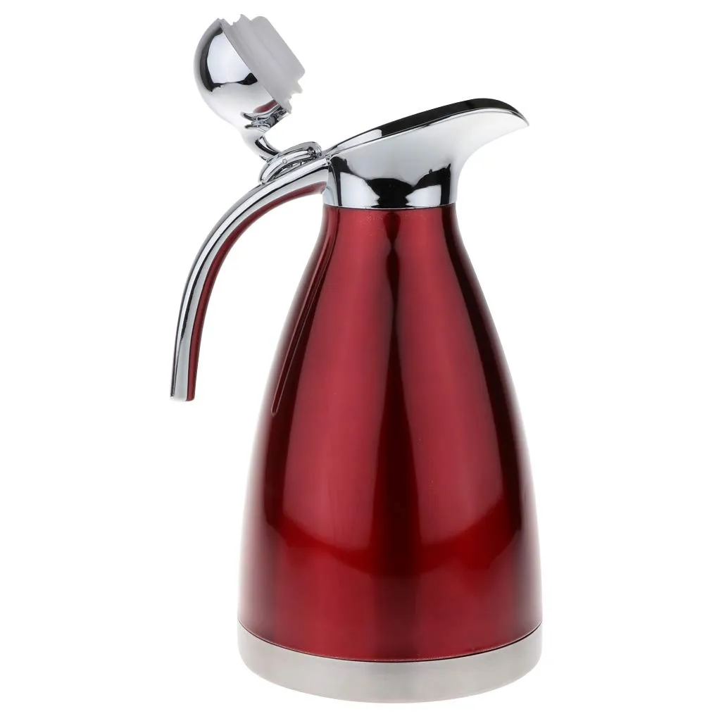 CALANDIS 1.5L Stainless Steel Double Wall Insulated Coffee Carafe Tea Kettle Red