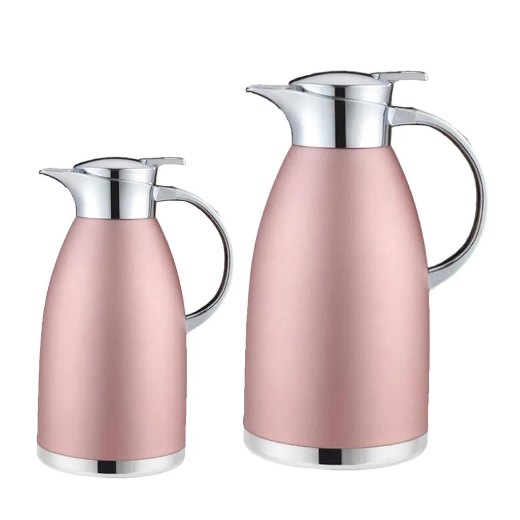 CALANDIS Double Vacuum Insulation Thermal Coffee Carafe Home Water Pot Pink1.8L