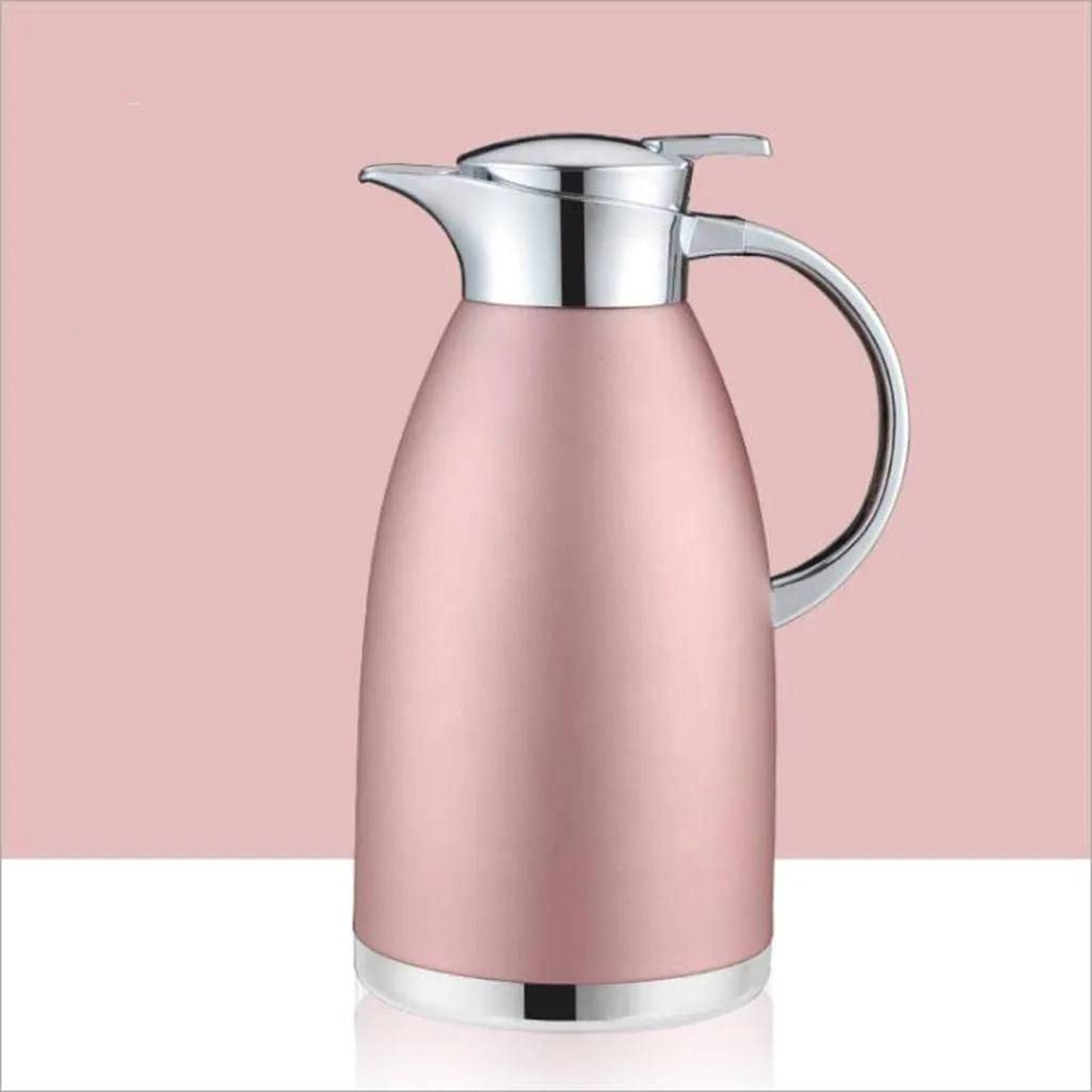 CALANDIS Double Vacuum Insulation Thermal Coffee Carafe Home Water Pot Pink1.8L