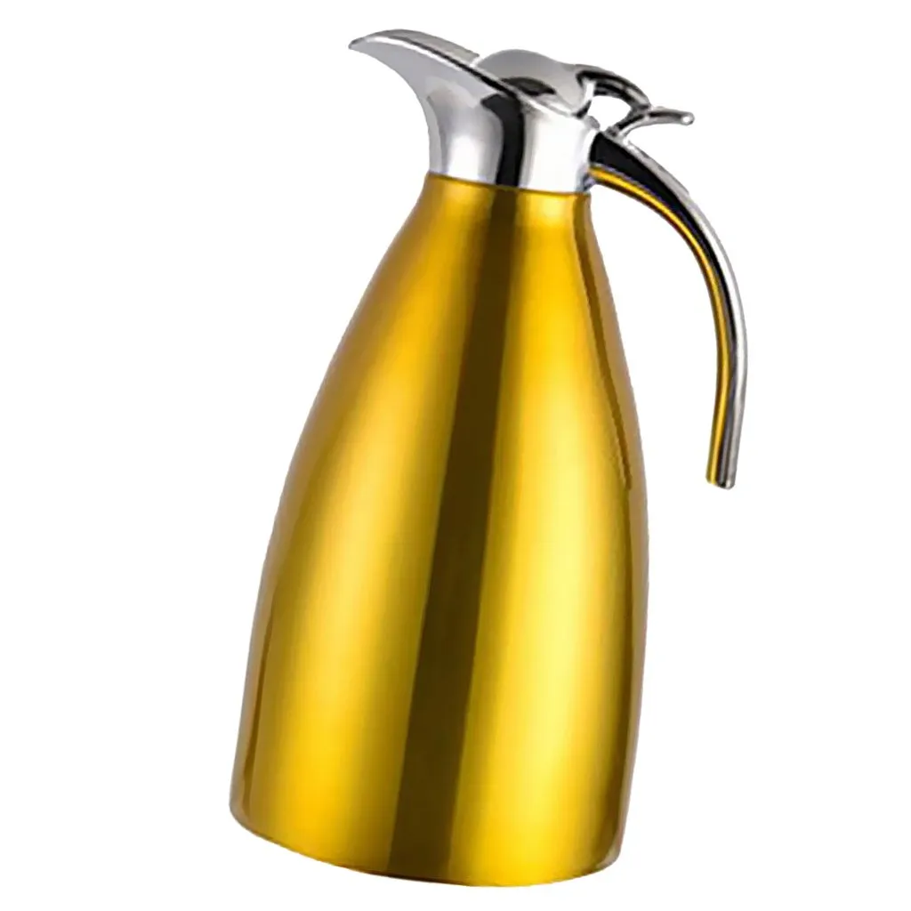 CALANDIS Double Wall Design Non-Toxic Stainless Steel 1.5L Capacity Double Vacuum Insulation Thermal Coffee Carafe Home Water Pot Yellow