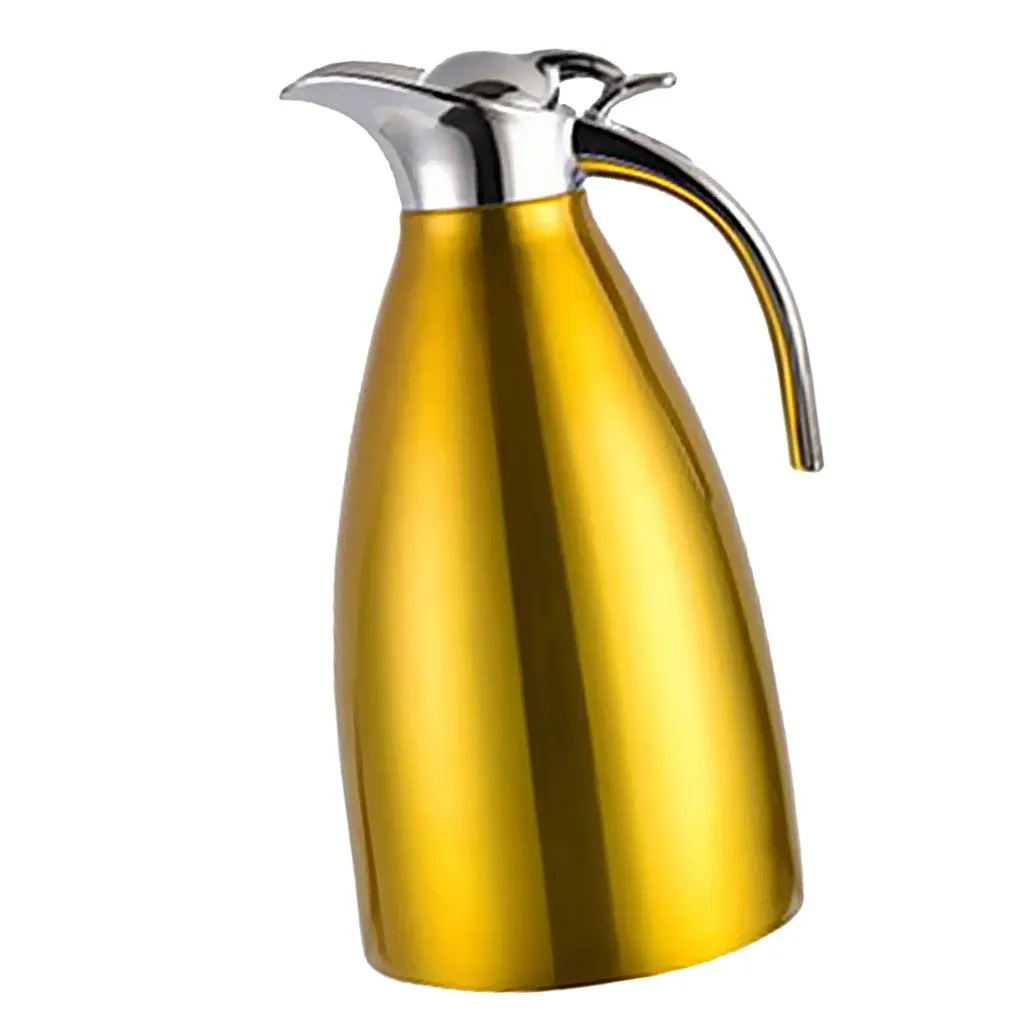 CALANDIS Double Wall Design Non-Toxic Stainless Steel 1.5L Capacity Double Vacuum Insulation Thermal Coffee Carafe Home Water Pot Yellow