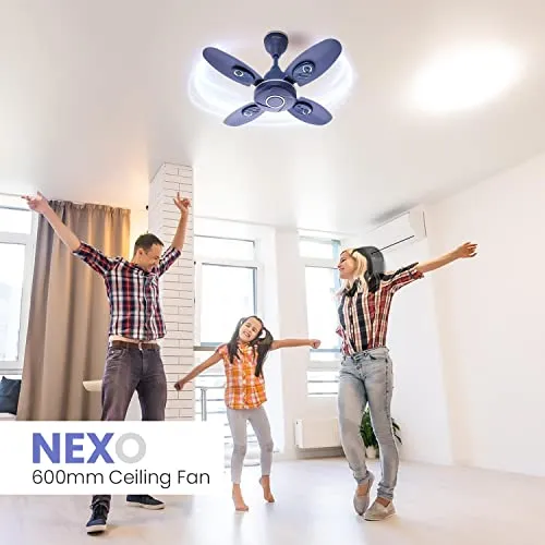 Candes Nexo 600mm Decorative Ceiling Fans for Home | 4 Blade Energy Saving High Speed | 2 Years Warranty (Silver Blue) Pack of 1