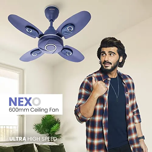 Candes Nexo 600mm Decorative Ceiling Fans for Home | 4 Blade Energy Saving High Speed | 2 Years Warranty (Silver Blue) Pack of 1