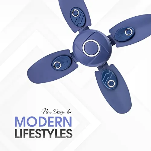 Candes Nexo 600mm Decorative Ceiling Fans for Home | 4 Blade Energy Saving High Speed | 2 Years Warranty (Silver Blue) Pack of 1