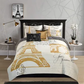 Casa Paris Gold 8 Piece Comforter Set Queen