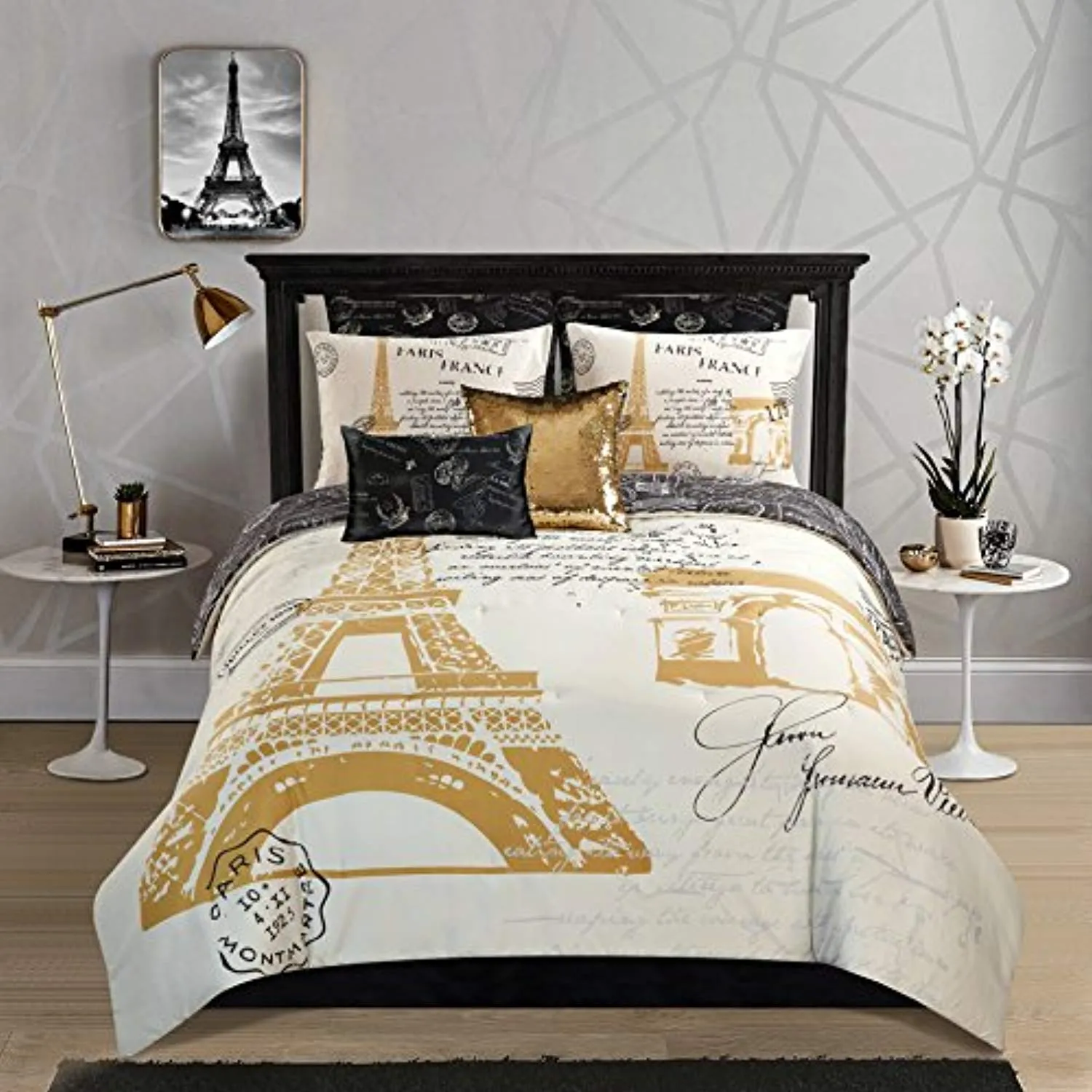 Casa Paris Gold 8 Piece Comforter Set Queen