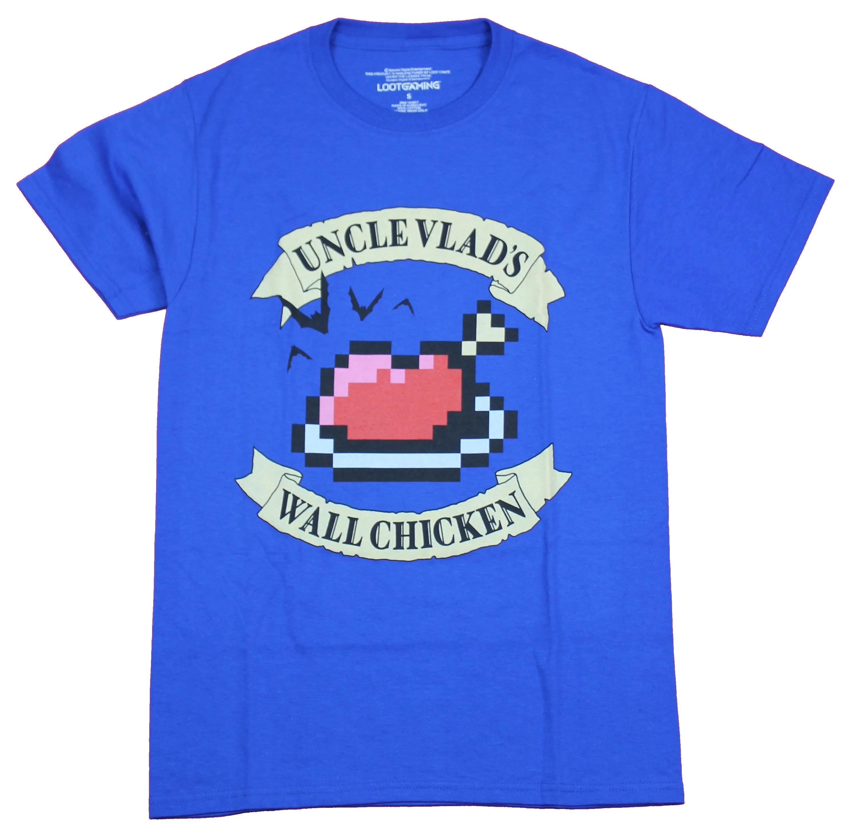 Castlevania  Mens T-Shirt- Uncle Vlad's Wall Chicken 8-Bit Image