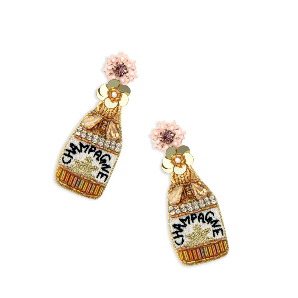 Champagne Bottle Beaded Earrings