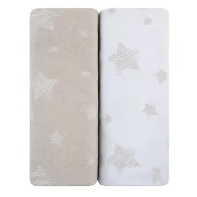 Changing Pad Cover | Cradle Sheet Set - Tan Drawn Stars