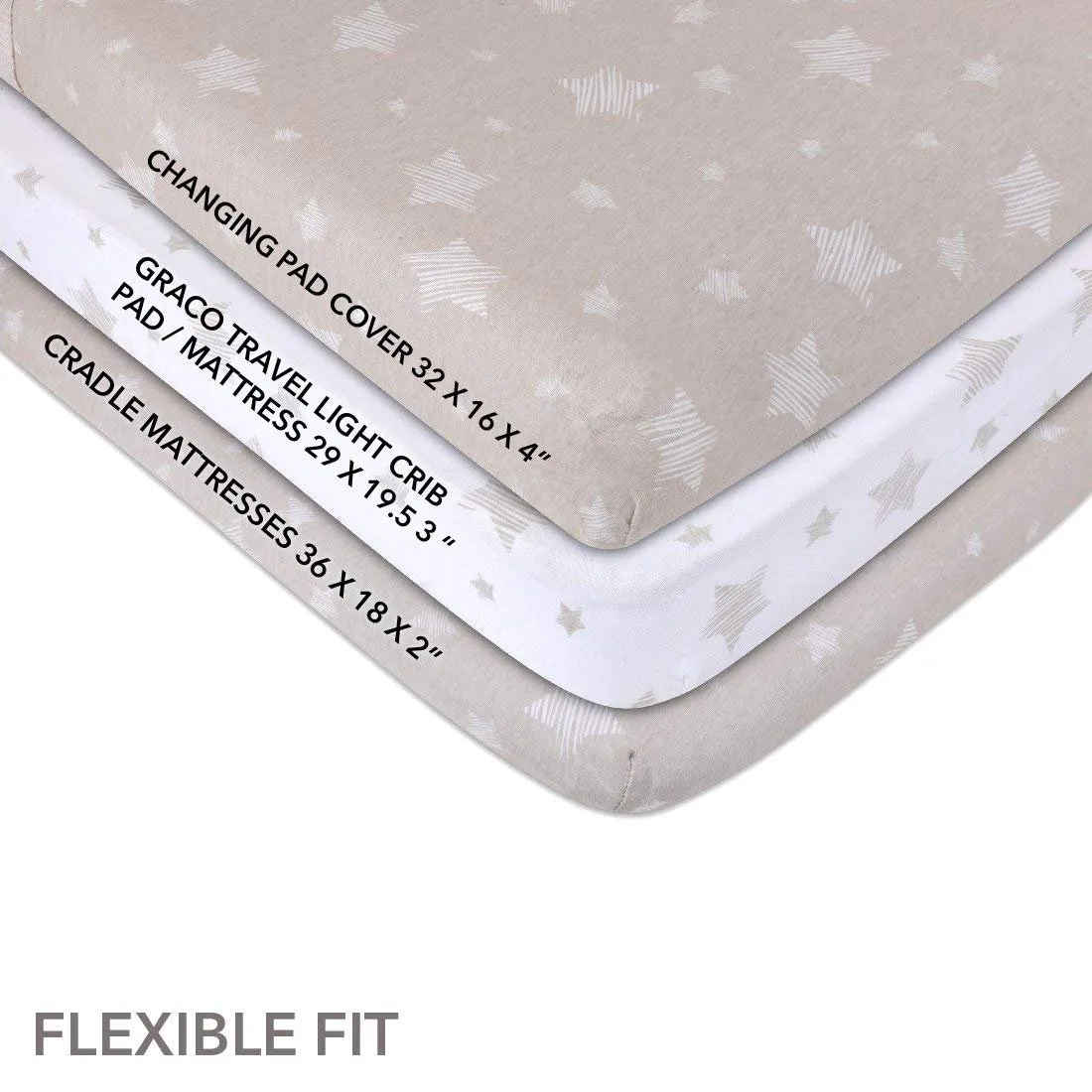 Changing Pad Cover | Cradle Sheet Set - Tan Drawn Stars