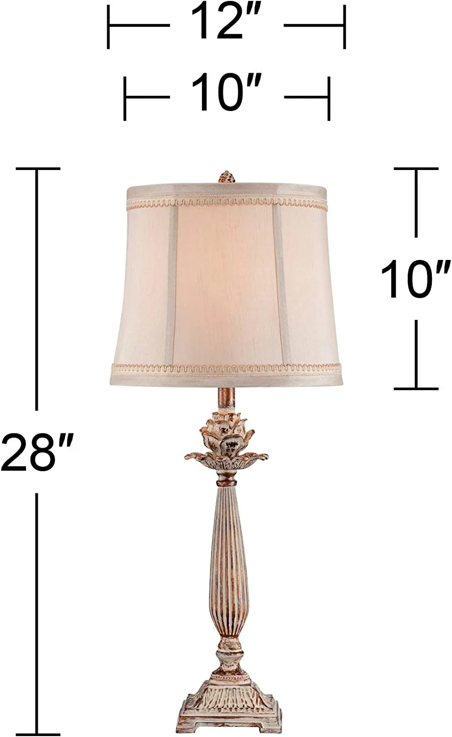 Chic French Country Table Lamps 28" Tall Set of 2 Antique