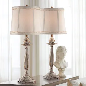 Chic French Country Table Lamps 28" Tall Set of 2 Antique