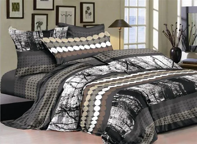 Chic Style Circles and Black Forest Luxury 4-Piece Cotton Bedding Sets/Duvet Cover