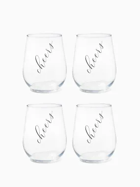 Classic Cheers (Black) - RESERVE 16oz Stemless Wine Tritan™ Copolyester Glass