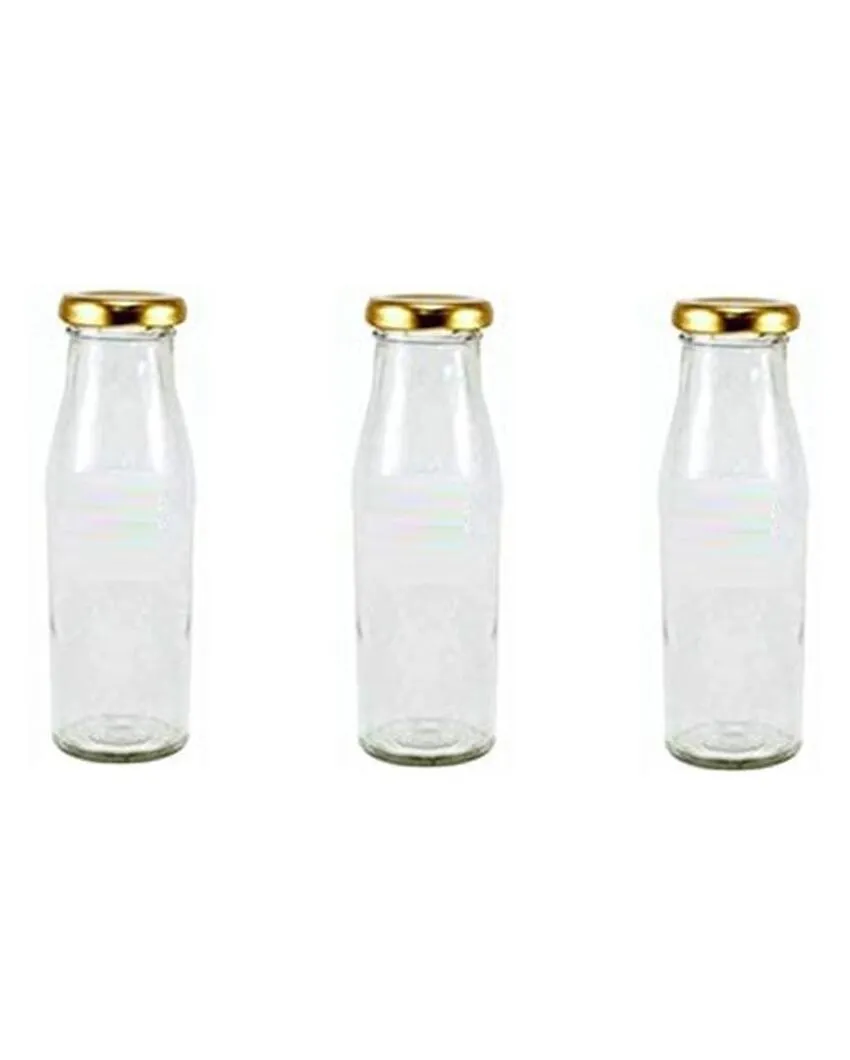 Clear Glass Milk Bottle with Lid for Storage and Serving Compact Design | 300 ML | 2 x 7 inches