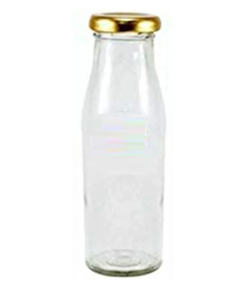 Clear Glass Milk Bottle with Lid for Storage and Serving Compact Design | 300 ML | 2 x 7 inches