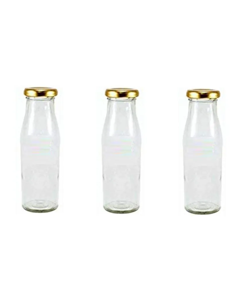 Clear Glass Milk Bottle with Lid for Storage and Serving Compact Design | 300 ML | 2 x 7 inches