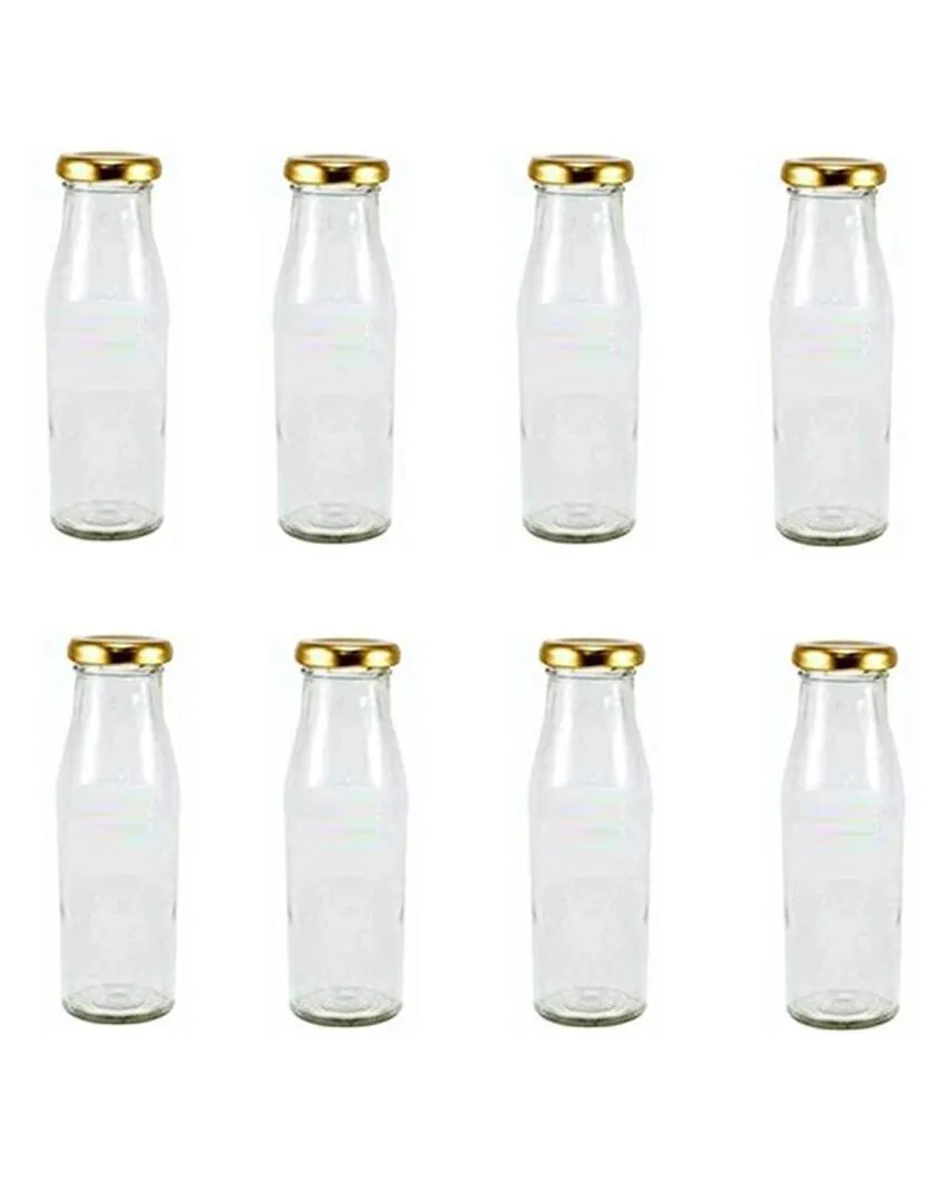 Clear Glass Milk Bottle with Lid for Storage and Serving Compact Design | 300 ML | 2 x 7 inches