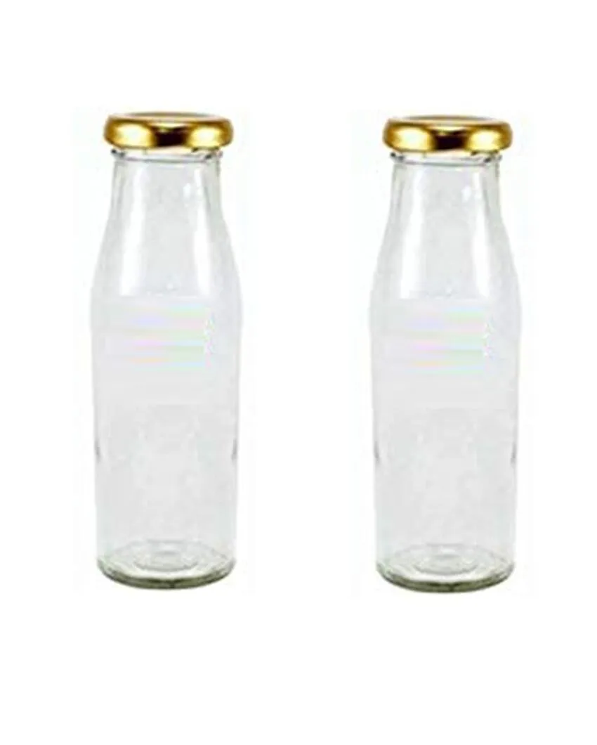 Clear Glass Milk Bottle with Lid for Storage and Serving Compact Design | 300 ML | 2 x 7 inches