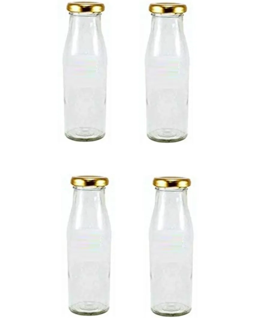 Clear Glass Milk Bottle with Lid for Storage and Serving Compact Design | 300 ML | 2 x 7 inches